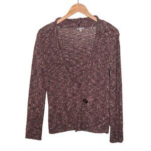 J. Jill Womens S Marbled Knit V-Neck Cardigan Sweater  Single  Button Closure